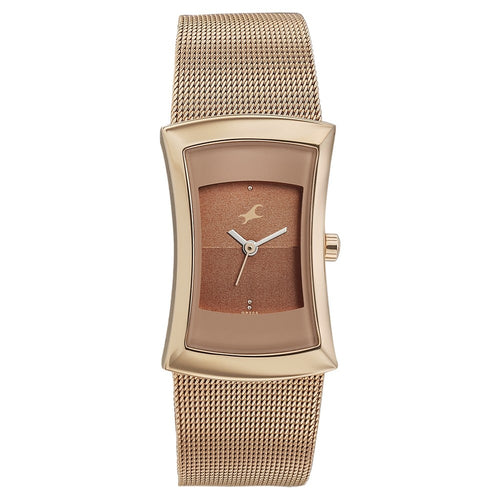 Fastrack Pulse Quartz Analog Two Toned Dial Stainless Steel Strap Watch for Girls NT6093WM01