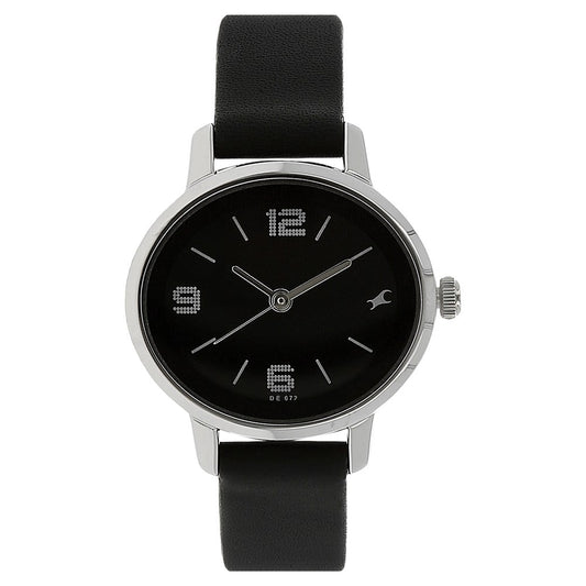 Fastrack Quartz Analog Black Dial Leather Strap Watch for Girls NS6107SL02