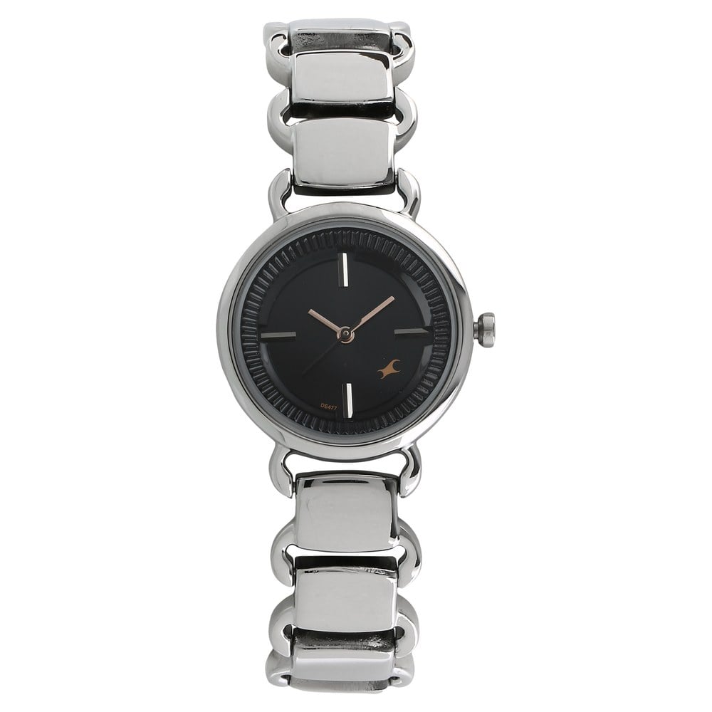 Fastrack Quartz Analog Black Dial Metal Strap Watch for Girls NS6117SM01