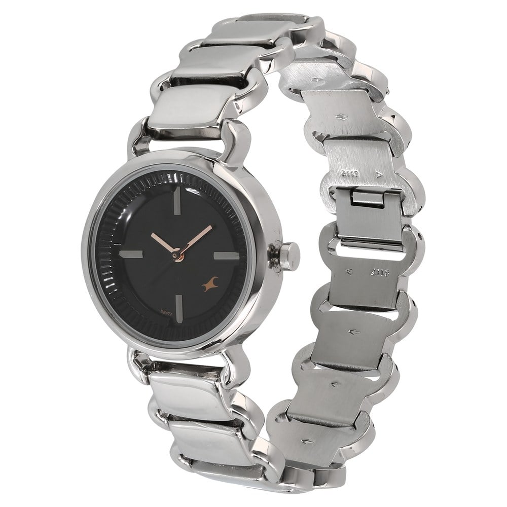Fastrack Quartz Analog Black Dial Metal Strap Watch for Girls NS6117SM01