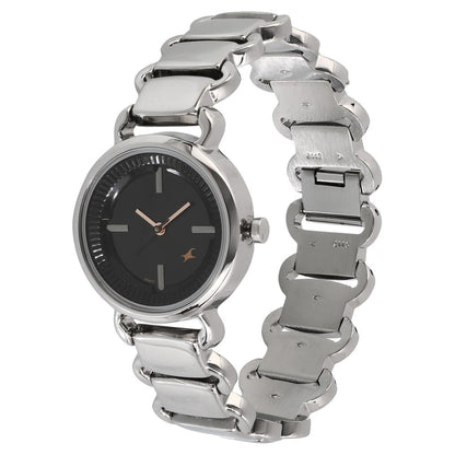 Fastrack Quartz Analog Black Dial Metal Strap Watch for Girls NS6117SM01