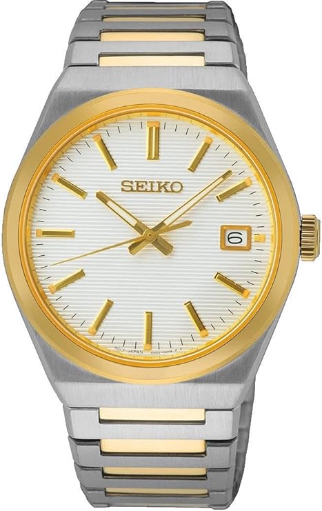 Seiko Dress Men Quartz White Dial Analog Stainless Steel Watch SUR558P1