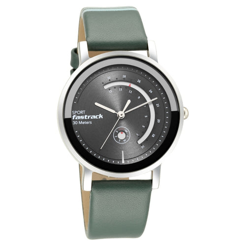 Fastrack Wear Your Look Quartz Analog with Day and Date Grey Dial Leather Strap Watch for Girls NT6172SL04