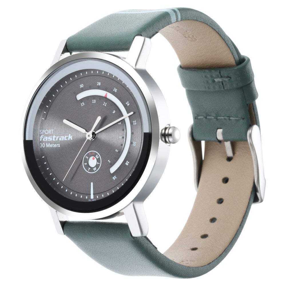 Fastrack Wear Your Look Quartz Analog with Day and Date Grey Dial Leather Strap Watch for Girls NT6172SL04