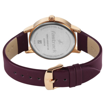 Fastrack Style Up Quartz Analog Maroon Dial Maroon Colour Leather Strap Watch For Girls 6206WL03