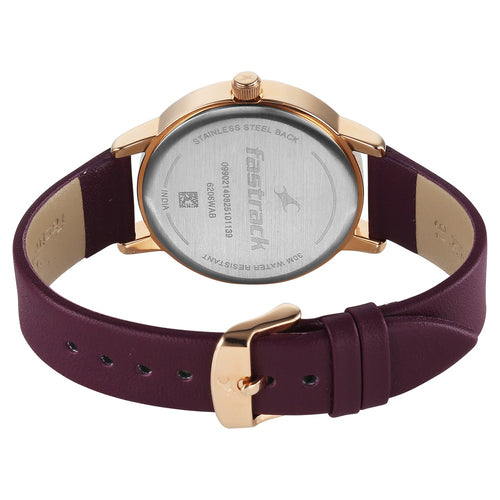 Fastrack Style Up Quartz Analog Maroon Dial Maroon Colour Leather Strap Watch For Girls 6206WL03