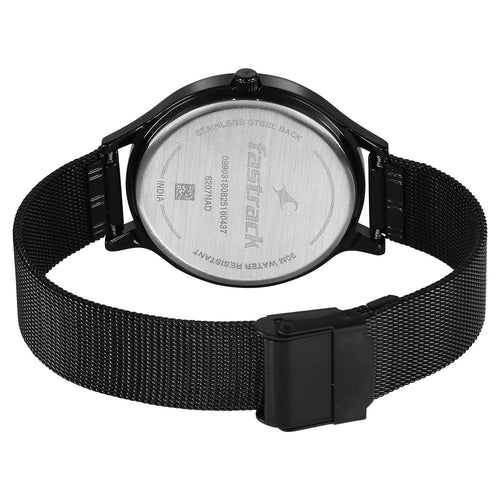 Fastrack Style Up Quartz Analog Black Dial Black Colour Stainless Steel Strap Watch For Girls 6207NM02