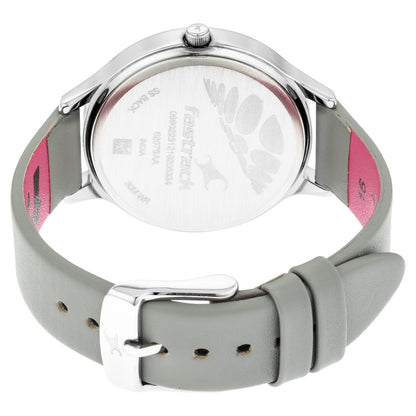 Fastrack Ruffles Quartz Analog with Day and Date Grey Dial Leather Strap Watch for Girls NT6207SL01