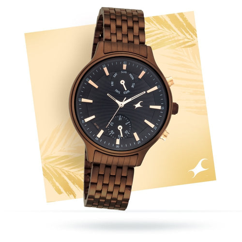 Fastrack Ruffles Quartz Multifunction Black Dial Stainless Steel Strap Watch for Girls NT6208KM01