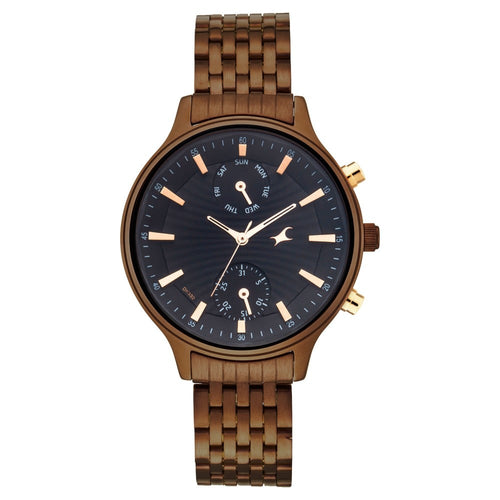 Fastrack Ruffles Quartz Multifunction Black Dial Stainless Steel Strap Watch for Girls NT6208KM01