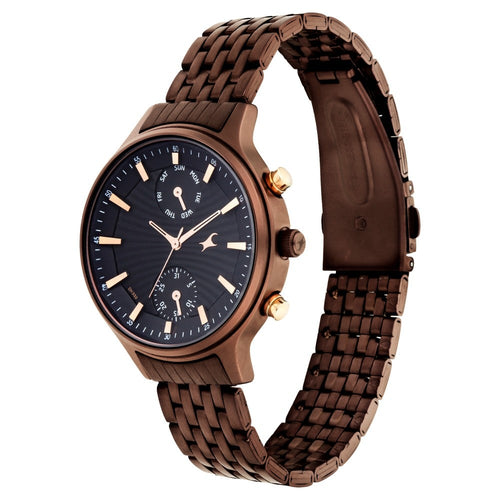 Fastrack Ruffles Quartz Multifunction Black Dial Stainless Steel Strap Watch for Girls NP6208KM01
