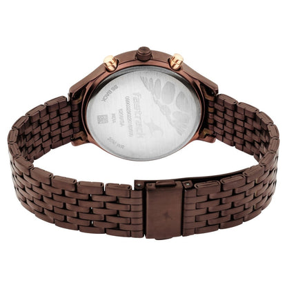 Fastrack Ruffles Quartz Multifunction Black Dial Stainless Steel Strap Watch for Girls NT6208KM01