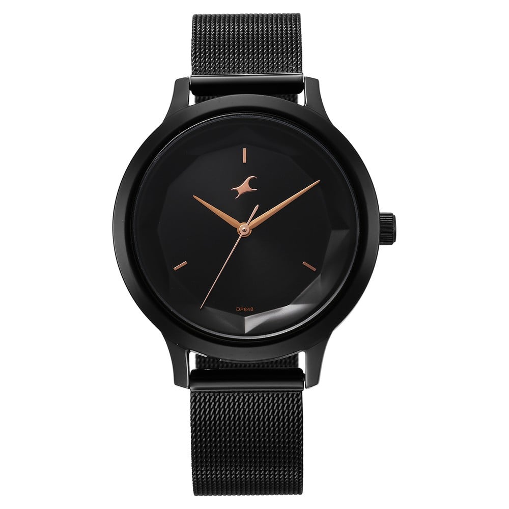 Fastrack Fleek Quartz Analog Black Dial Stainless Steel Strap Watch For Girls NU6210NM04