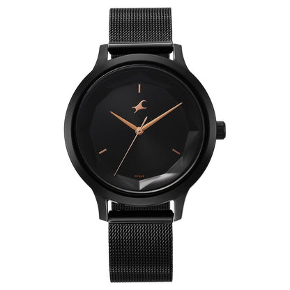 Fastrack Fleek Quartz Analog Black Dial Stainless Steel Strap Watch For Girls NU6210NM04