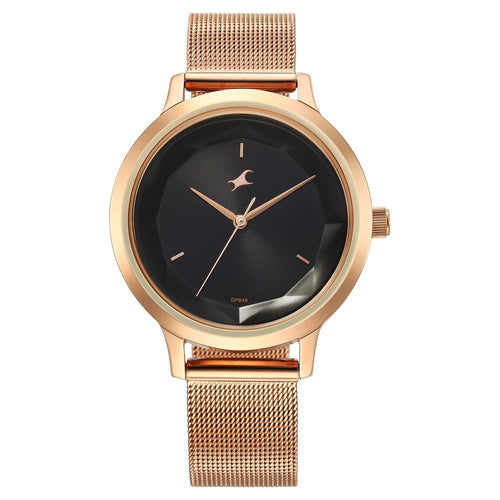 Fastrack Fleek Quartz Analog Black Dial Stainless Steel Strap Watch For Girls NU6210WM03