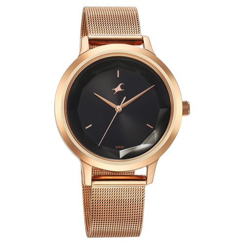 Fastrack Fleek Quartz Analog Black Dial Stainless Steel Strap Watch For Girls NT6210WM03