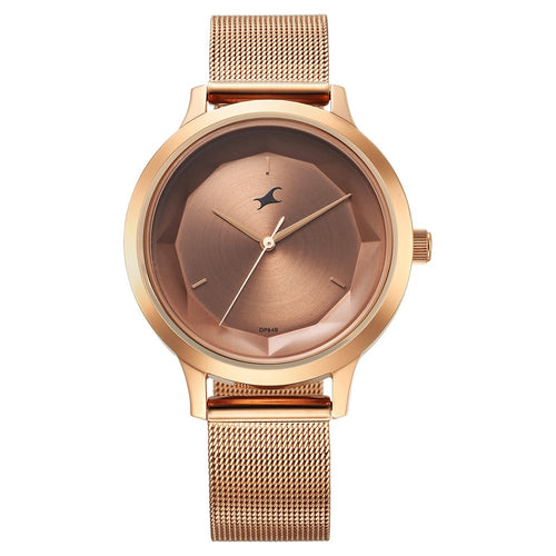 Fastrack Fleek Quartz Analog Rose Gold Dial Stainless Steel Strap Watch For Girls NT6210WM04