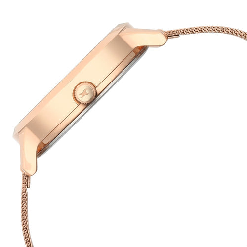 Fastrack Fleek Quartz Analog Rose Gold Dial Stainless Steel Strap Watch For Girls NU6210WM04