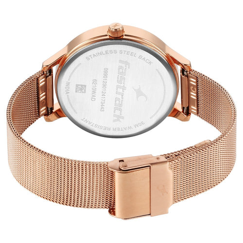 Fastrack Fleek Quartz Analog Rose Gold Dial Stainless Steel Strap Watch For Girls NU6210WM04