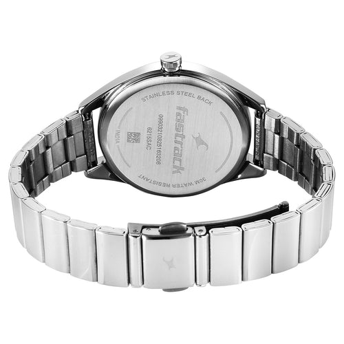 Fastrack Style Up Quartz Analog with Date Blue Dial Silver Colour Stainless Steel Strap Watch For Girls 6215SM02