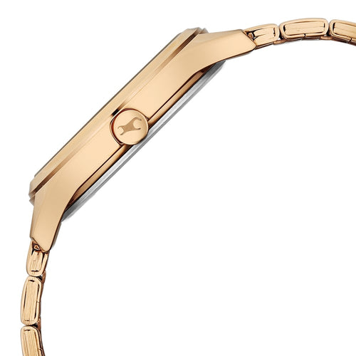 Fastrack Style Up Quartz Analog with Date Green Dial Rose Gold Colour Stainless Steel Strap Watch For Girls 6215WM02