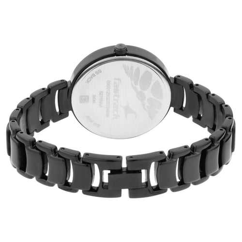 Fastrack Ruffles Quartz Analog with Date Black Dial Stainless Steel Strap Watch for Girls NR6216NM01