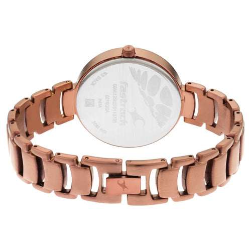 Fastrack Ruffles Quartz Analog with Date Beige Dial Stainless Steel Strap Watch for Girls NT6216QM01