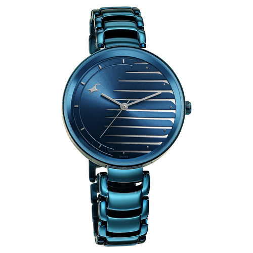 Fastrack Style Up Quartz Analog Blue Dial Metal Strap Watch for Girls NU6216QM02