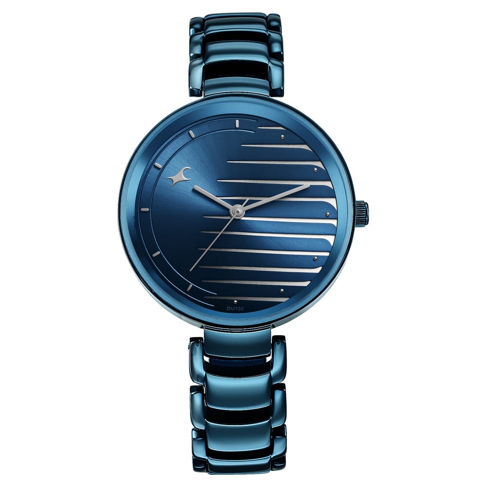 Fastrack Style Up Quartz Analog Blue Dial Metal Strap Watch for Girls NU6216QM02