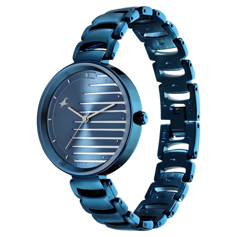 Fastrack Style Up Quartz Analog Blue Dial Metal Strap Watch for Girls NU6216QM02
