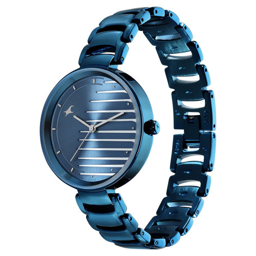 Fastrack Style Up Quartz Analog Blue Dial Metal Strap Watch for Girls NU6216QM02