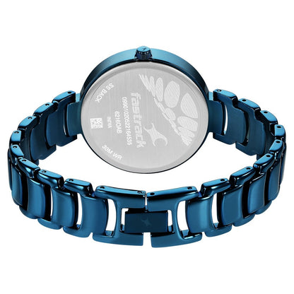 Fastrack Style Up Quartz Analog Blue Dial Metal Strap Watch for Girls NU6216QM02