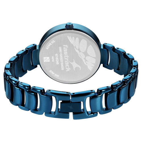 Fastrack Style Up Quartz Analog Blue Dial Metal Strap Watch for Girls NU6216QM02