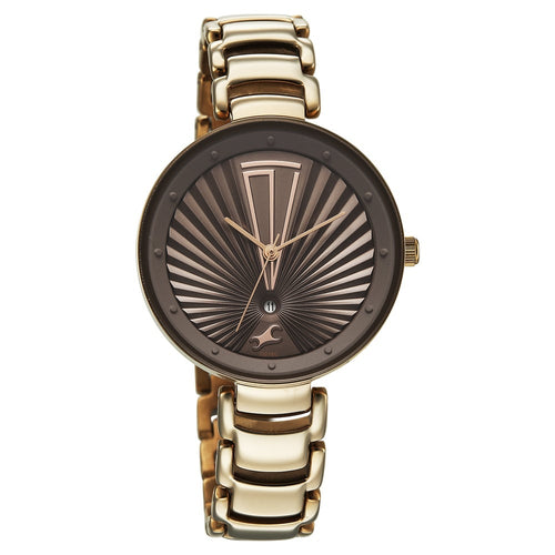Fastrack Chrome K Quartz Analog with Date Grey Dial Metal Strap Watch For Girls 6216QM04