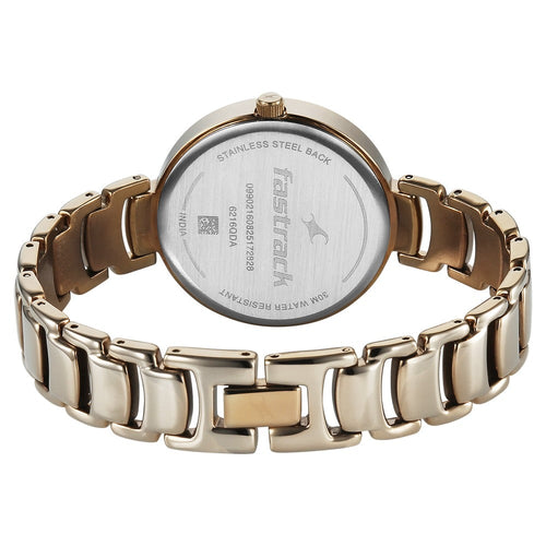 Fastrack Chrome K Quartz Analog with Date Grey Dial Metal Strap Watch For Girls 6216QM04