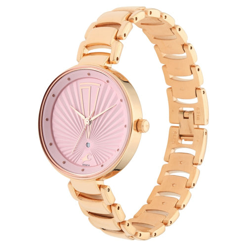 Fastrack Ruffles Quartz Analog with Date Pink Dial Stainless Steel Strap Watch for Girls NU6216WM01