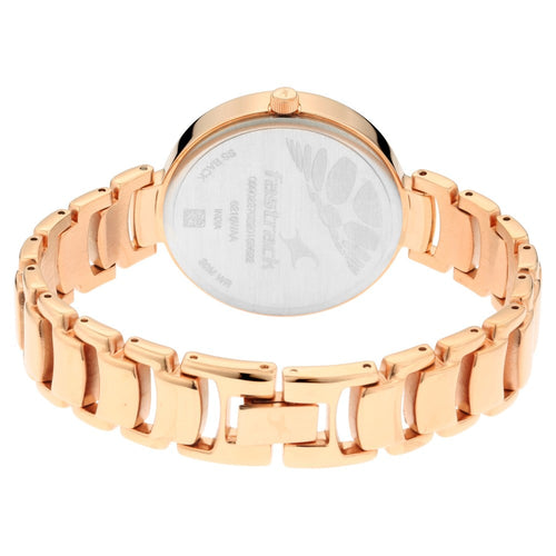 Fastrack Ruffles Quartz Analog with Date Pink Dial Stainless Steel Strap Watch for Girls NU6216WM01