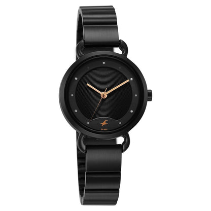 Fastrack Pulse Quartz Analog Black Dial Black Stainless Steel Strap Watch For Girls NU6221NM03F