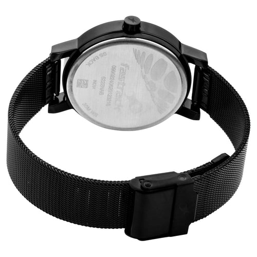 Fastrack Animal Print Quartz Analog with Date Black Dial Stainless Steel Strap Watch for Girls NU6222NM01