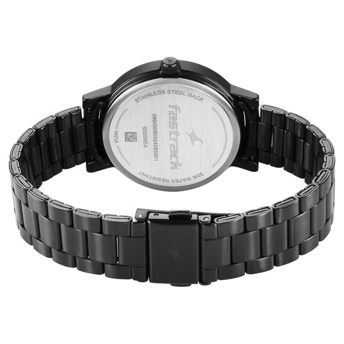 Fastrack Tick Tock Quartz Analog Black Dial With Black Stainless steel Strap Watch for Girls NT6225NM01