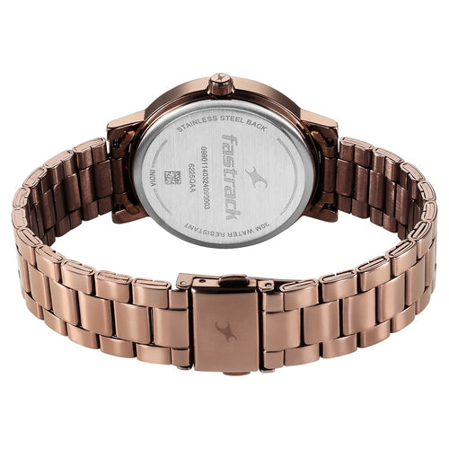 Fastrack Tick Tock Quartz Analog Beige Dial With Brown Stainless steel Strap Watch for Girls NU6225QM01
