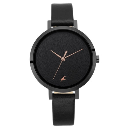 Fastrack Paint Me Quartz Analog Black Dial Leather Strap Watch for Girls NS6230NL01