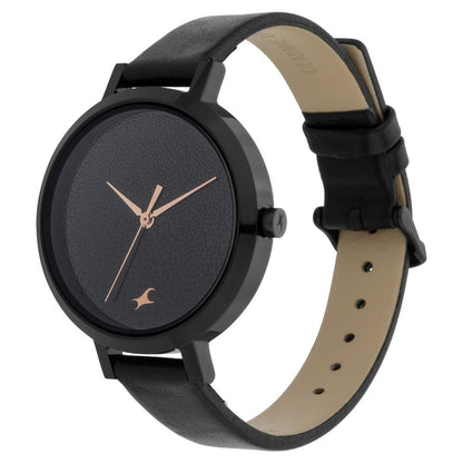 Fastrack Paint Me Quartz Analog Black Dial Leather Strap Watch for Girls NS6230NL01