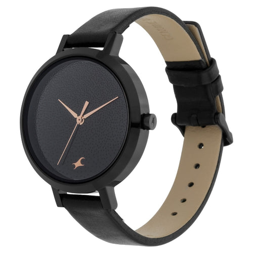 Fastrack Paint Me Quartz Analog Black Dial Leather Strap Watch for Girls NS6230NL01