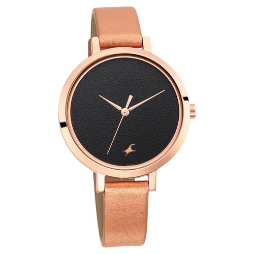 Fastrack Paint Me Quartz Analog Black Dial Leather Strap Watch for Girls NT6230WL01