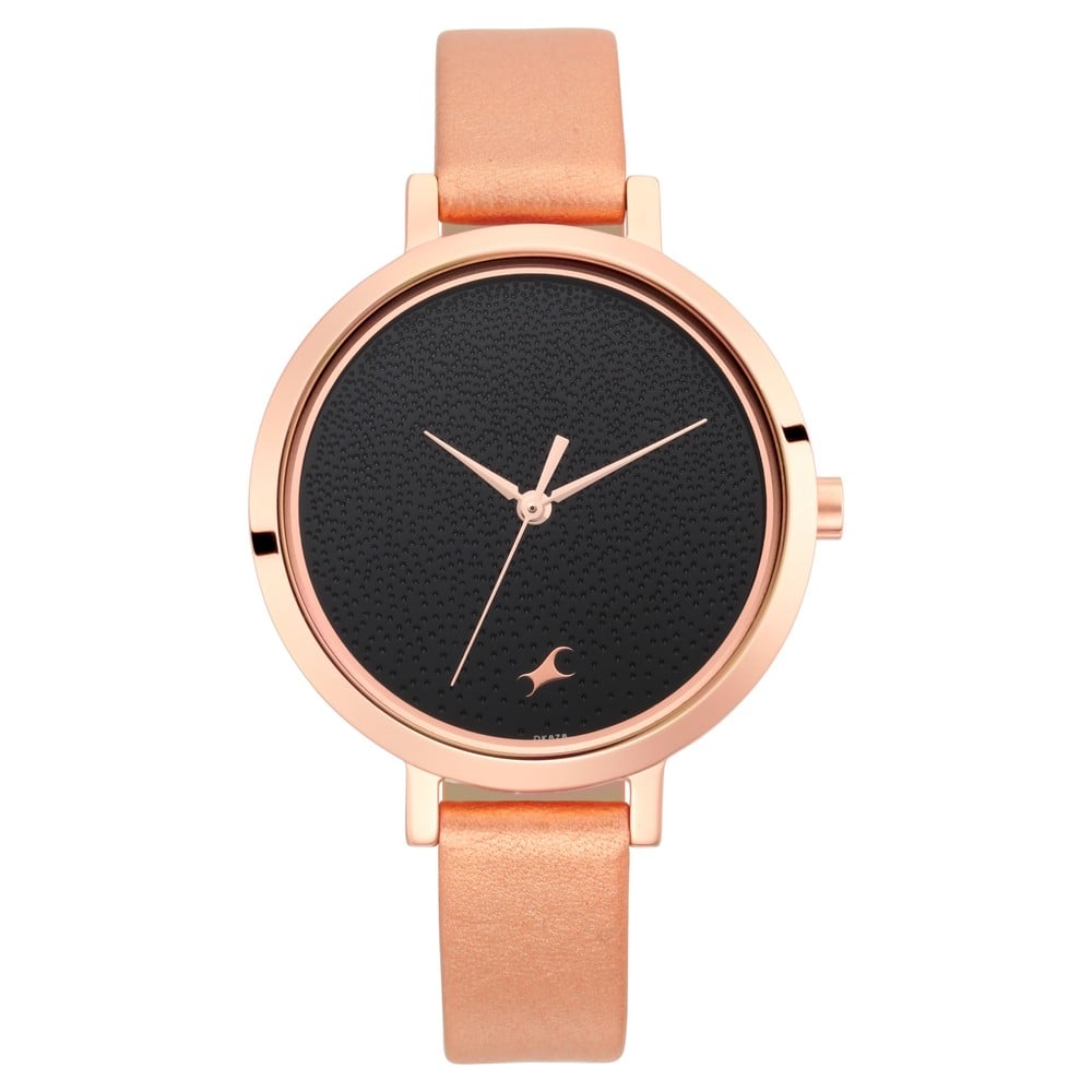 Fastrack Paint Me Quartz Analog Black Dial Leather Strap Watch for Girls NS6230WL01
