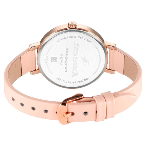 Fastrack Style Up Silver Dial Leather Strap Watch for Girls NR6230WL02