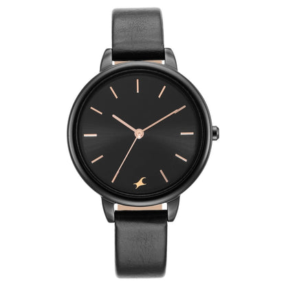 Fastrack Glitch Quartz Analog Black Dial Leather Strap Watch for Girls NR6234NL01