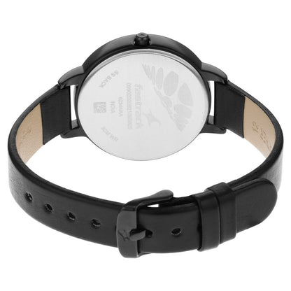 Fastrack Glitch Quartz Analog Black Dial Leather Strap Watch for Girls NR6234NL01