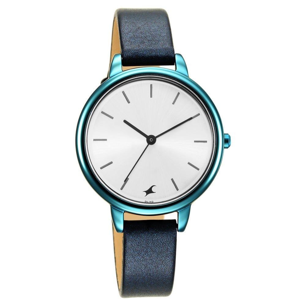 Fastrack Glitch Quartz Analog Silver Dial Leather Strap Watch for Girls NR6234QL01